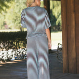 Fancy Striped Button Pants - Glacier/Chocolate (PREORDER 3 WEEKS)