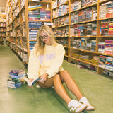 Fancy Oversized Fleece Lined Mockneck - Pastel Yellow/Lilac