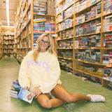 Fancy Oversized Fleece Lined Mockneck - Pastel Yellow/Lilac