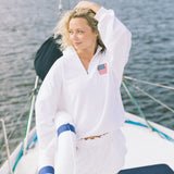 Fancy Oversized Quarter Zip Pullover - White