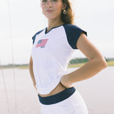 Fancy Varsity Mini Shorts - White