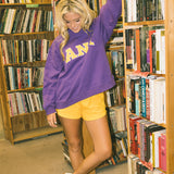 Fancy Oversized Terry Mockneck - Purple/Gold