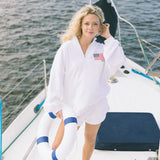 Fancy Oversized Quarter Zip Pullover - White