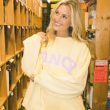 Fancy Oversized Fleece Lined Mockneck - Pastel Yellow/Lilac