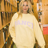 Fancy Oversized Fleece Lined Mockneck - Pastel Yellow/Lilac