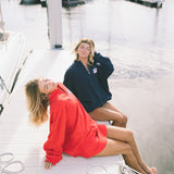 Fancy Oversized Quarter Zip Pullover - Red