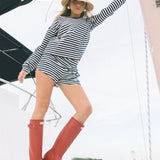 Fancy Striped Shorts - Navy/White Stripes