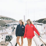 Fancy Oversized Quarter Zip Pullover - Red
