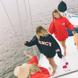 Fancy Oversized Quarter Zip Pullover - Red