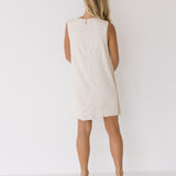 Anne Scallop Button Detail Mini Dress - Ecru/Sand
