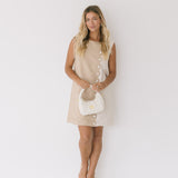 Anne Scallop Button Detail Mini Dress - Ecru/Sand
