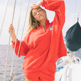 Fancy Oversized Quarter Zip Pullover - Red