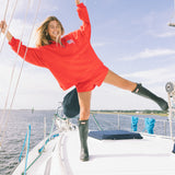 Fancy Oversized Quarter Zip Pullover - Red