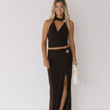 Lenley Halter Top And Maxi Skirt - Brown