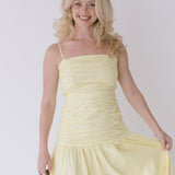 Verity Ruched Linen Maxi Dress - Yellow