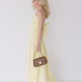 Verity Ruched Linen Maxi Dress - Yellow