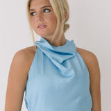 Collins Flower Halter Maxi Dress - Blue-White