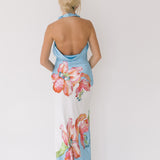 Collins Flower Halter Maxi Dress - Blue-White