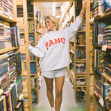 Fancy Oversized Fleece Mockneck - Powder Blue/Red