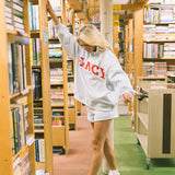 Fancy Oversized Fleece Mockneck - Powder Blue/Red