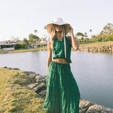 Pampas Frill Maxi Skirt Set - Green