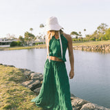 Pampas Frill Maxi Skirt Set - Green