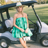 Keegan Mini Bubble Dress - Green Polka Dots