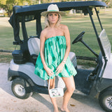 Keegan Mini Bubble Dress - Green Polka Dots