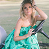 Keegan Mini Bubble Dress - Green Polka Dots