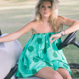 Keegan Mini Bubble Dress - Green Polka Dots