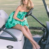 Keegan Mini Bubble Dress - Green Polka Dots
