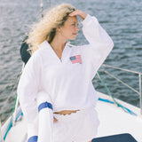 Fancy Oversized Quarter Zip Pullover - White