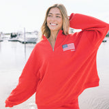 Fancy Oversized Quarter Zip Pullover - Red