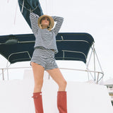 Fancy Striped Shorts - Navy/White Stripes