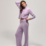 Foldover Knit Pant - Lilac