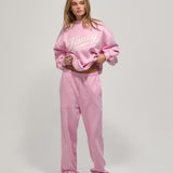 French Terry Straight Leg Drawstring Pants - Tulip