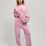 French Terry Straight Leg Drawstring Pants - Tulip