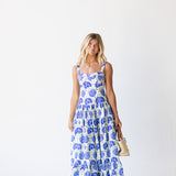 Emme Midi Dress - White/Blue