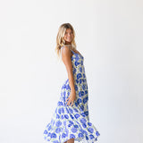 Emme Midi Dress - White/Blue