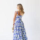Emme Midi Dress - White/Blue