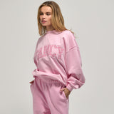 Oversized Terry Gingham Mockneck - Tulip