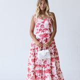 Colbie Midi Dress - Red/Pink Palm