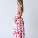 Colbie Midi Dress - Red/Pink Palm