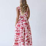 Colbie Midi Dress - Red/Pink Palm