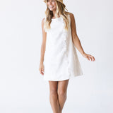 Maya Scallop Button Detail Mini Dress -Off White