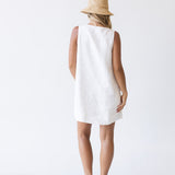 Maya Scallop Button Detail Mini Dress -Off White