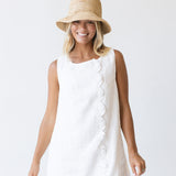 Maya Scallop Button Detail Mini Dress -Off White