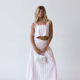 Verona Striped Top - Pink/Off White