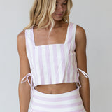 Verona Striped Top - Pink/Off White