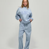 French Terry Straight Leg Drawstring Pants - Bluebell